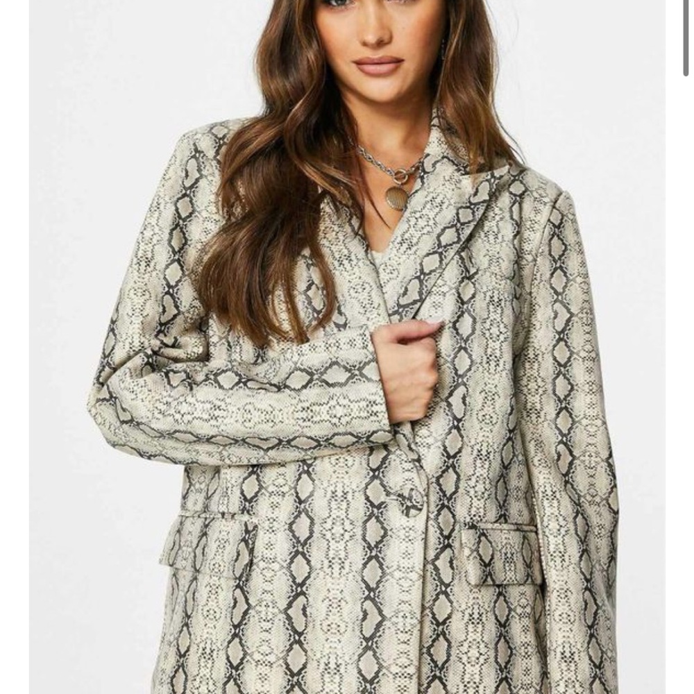 4th and Reckless Snake Print Leather Blazer